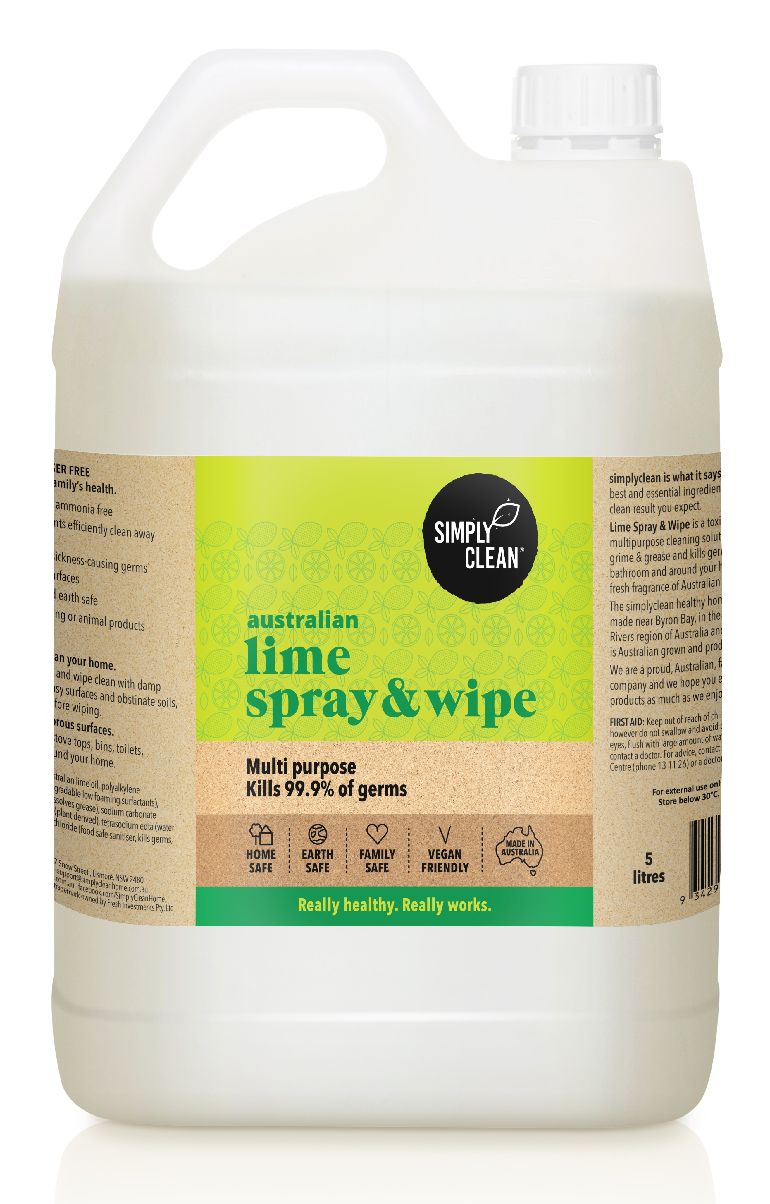 Simply Clean Australian Lime Spray & Wipe Cleaner 5L 65.99 Health Magic