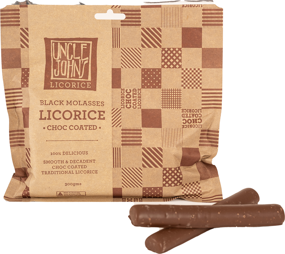 Buy Uncle John's Licorice Black Molasses Licorice Choc Coated (bag