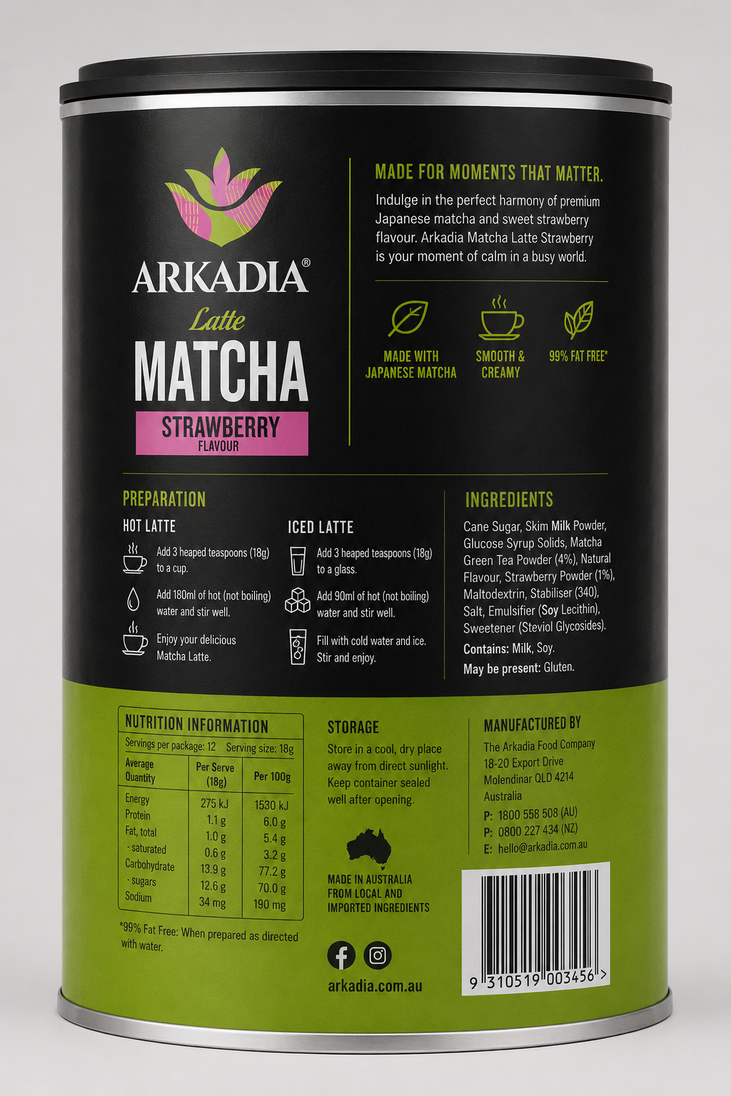 Ak37-arkadia_matcha_latte_strawberry_220g_-_back