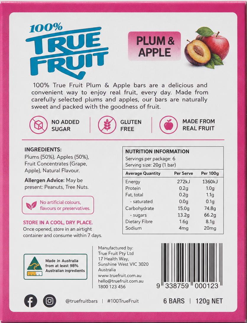 Tf07b_true_fruit_display_box_100__plum_and_apple_fruit_bars_30x20g_-_back
